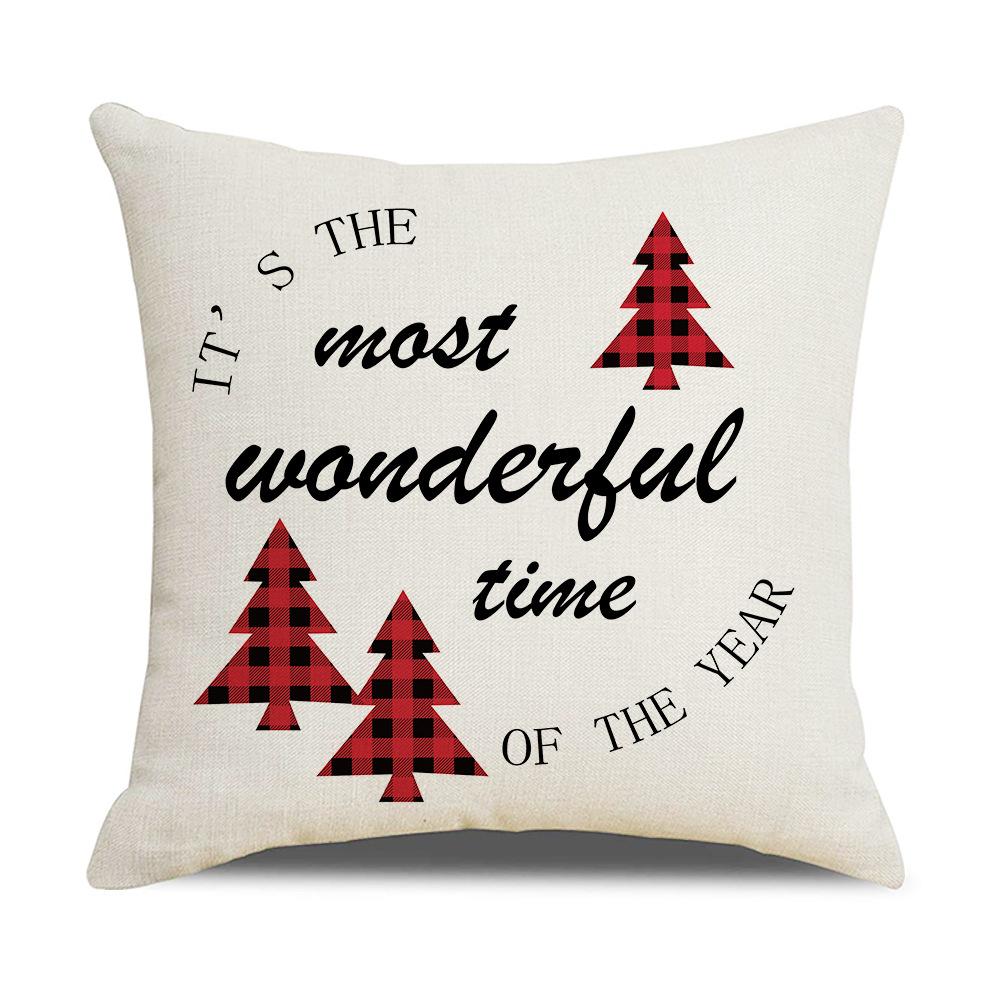 Cartoon Printed Linen Pillow Cover Home Christmas Series Sofa Cushion Cover Cushion Cover