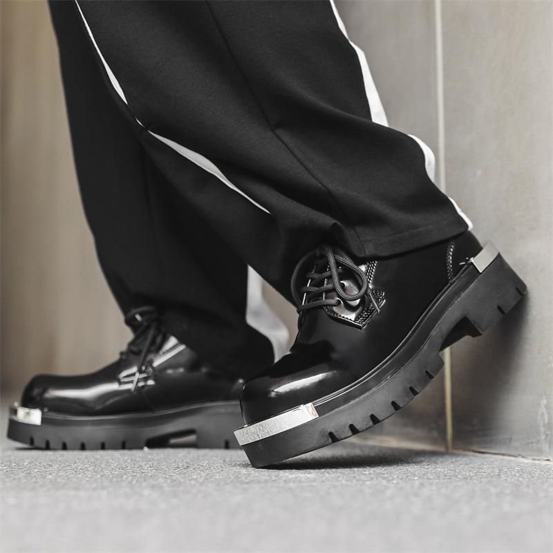 2024 new British platform leather shoes trendy men's iron head derby shoes niche ins casual shoes 3204-J