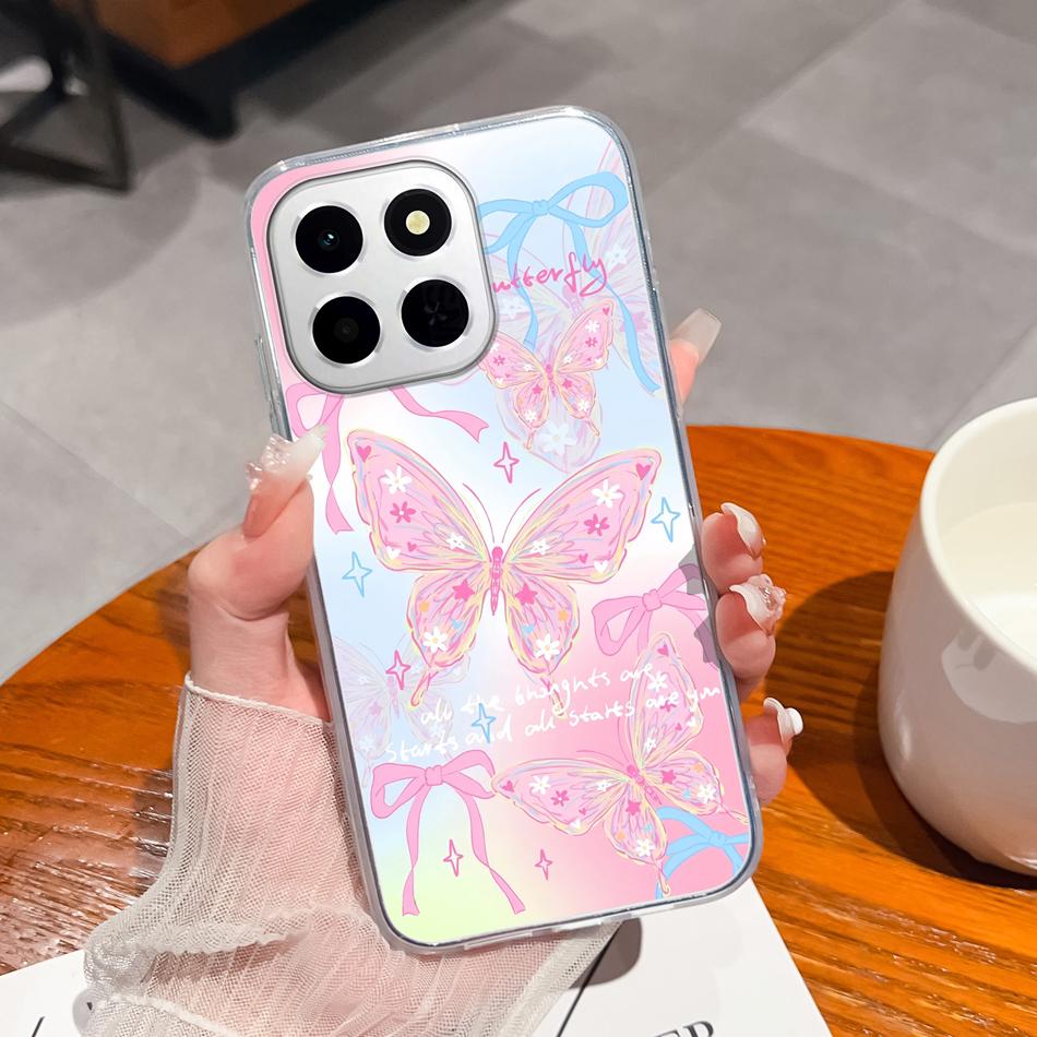 

For Honor X6C Case Colorful Butterfly Patterns Soft TPU Transparent Silicone Phone Back Cover For Honor X 6C Durable Bumper Honor X6c