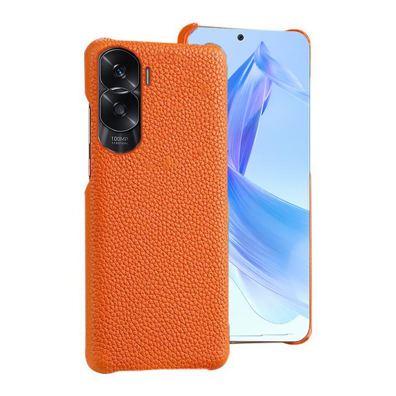 Honor X40 Genuine Leather Litchi Pattern Half-Cover Protective Case