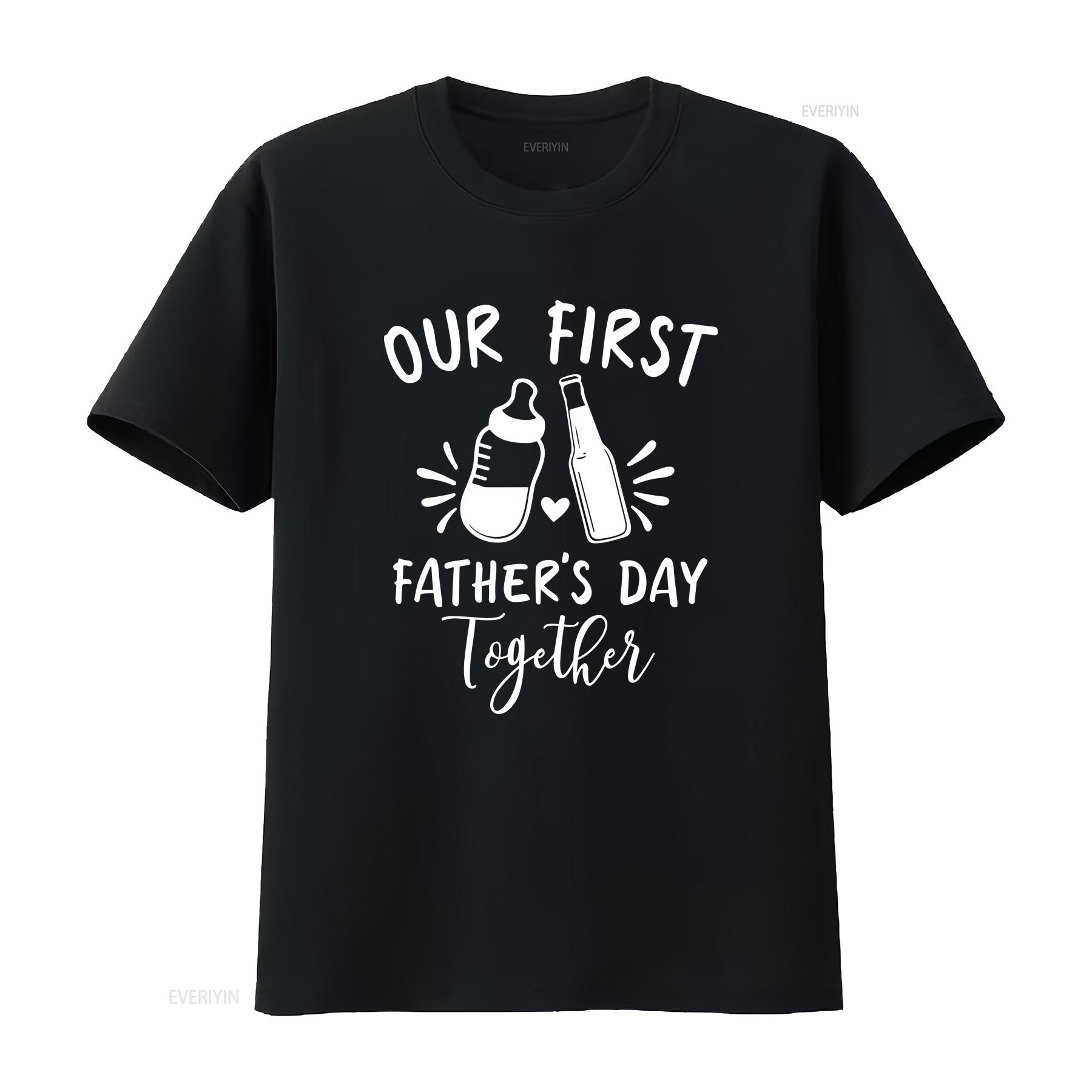 

Our First Fathers Day Together T Shirt Dad and Son Matching New Daddy Father s for Bottle vintage Washed Stylish Soft 4XL