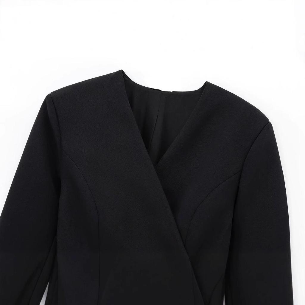 Women's Winter 2024 European & American Style Fashion Suit with Versatile Belt - 1270608