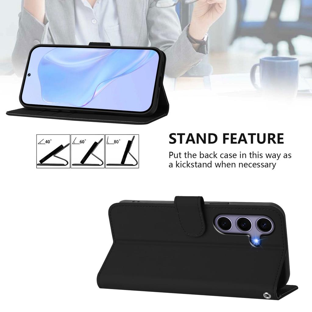 For Samsung Galaxy S24/Galaxy S25 Case Solid Color Wallet Leather Phone Cover with Strap