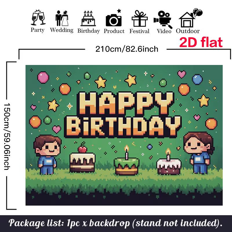 Retro Pixel Art Tapestry for Birthday, Cake Smash and Gaming Themed Photoshoot