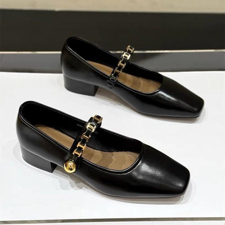 Mode Eckige Zehen Damen Slipper Schuhe Klobige Mittelhohe Absätze Lässige Flache Schuhe Frau Neu 2025 Frühlingstrend Mode Gemütliche Sandalen Mujer