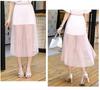 Women Sexy Mesh Lace Transparent Long Tulle Skirt Korean Fashion Summer Ladies Elastic High Waist Black White Beach Midi Skirt