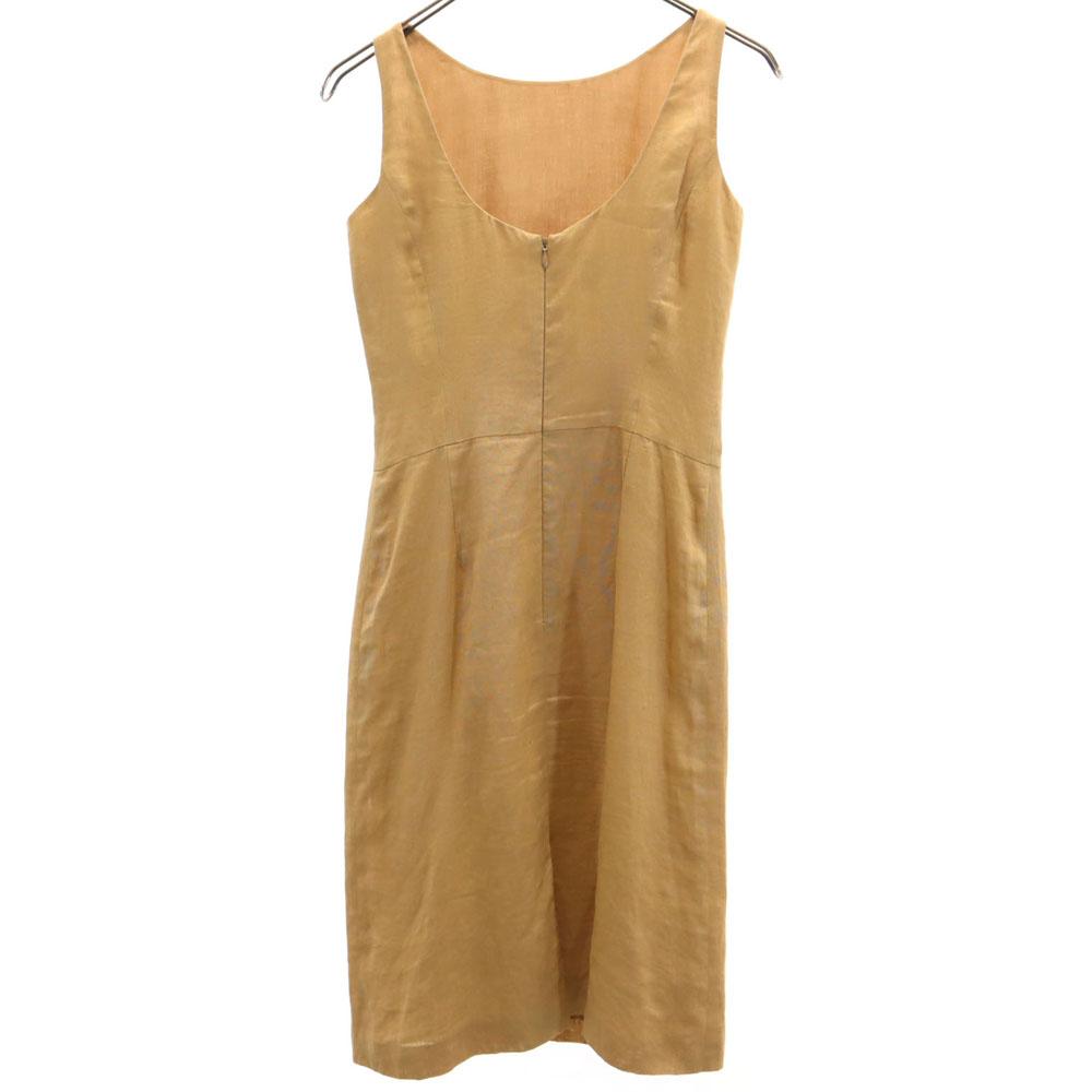 ARMANI Made in Italy 100% linen No sleeve one piece 38 beige Women Used