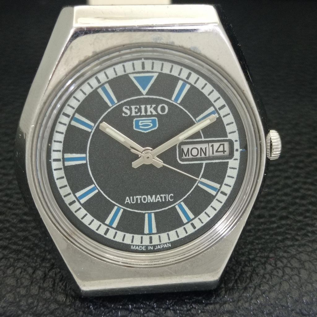 GENUINE VINTAGE SEIKO 5 AUTOMATIC JAPAN 6309A MENS BLACK DIAL WATCH A702703-1