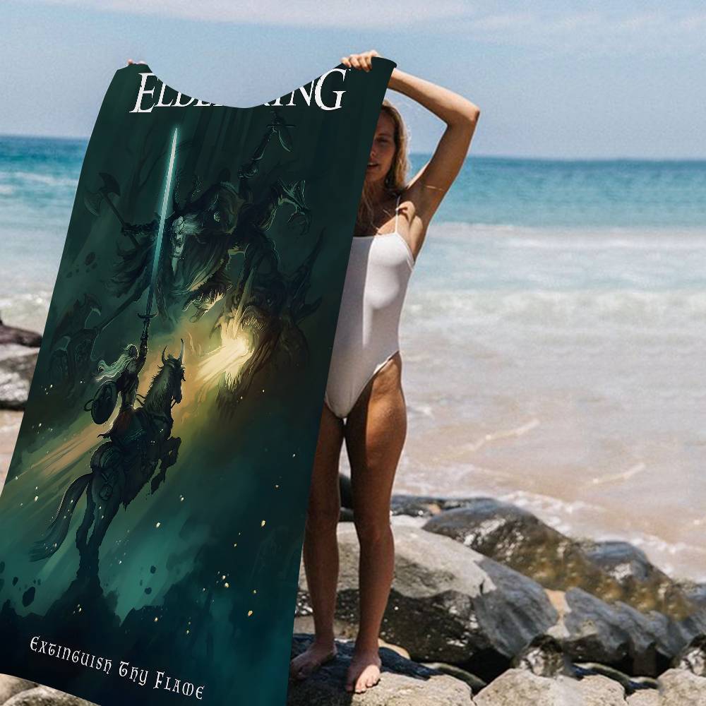 Asciugamano da Spiaggia per Nuoto Anime E-Eldens Ring Morbido Assorbente Panno per Lavaggio Regali per Bambini Viaggio Campeggio Palestra
