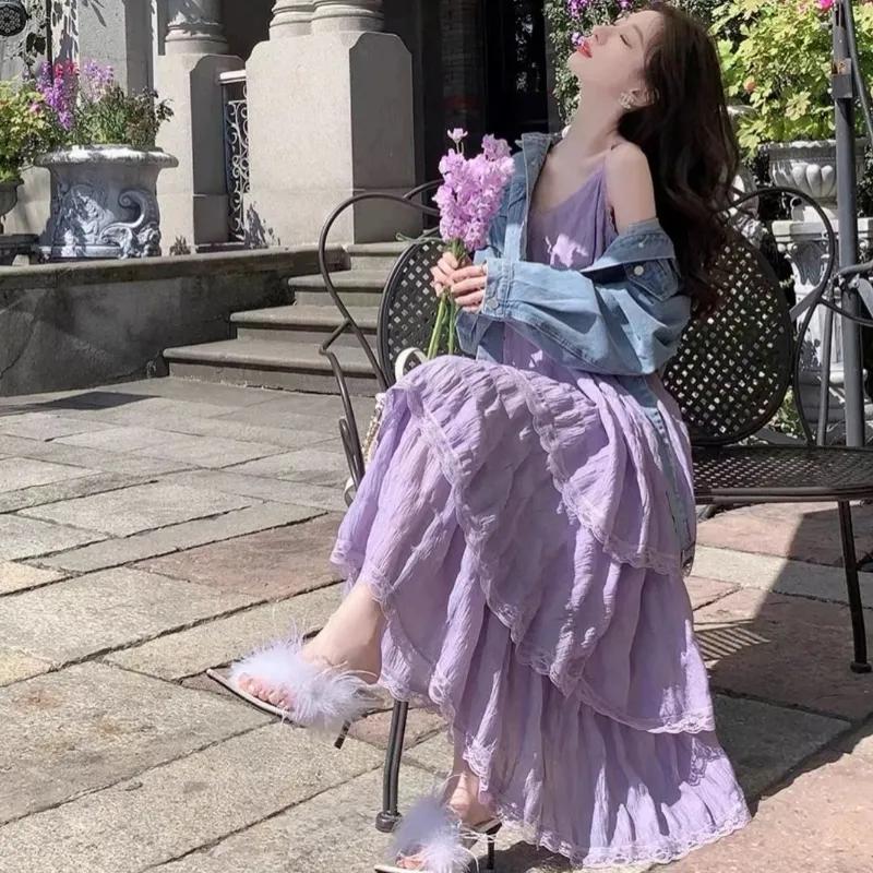 Letní dámské dlouhé vintage ležérní volány elegantní maxi na ramínka camis hedvábné plážové krajkové elegantní párty šaty vestidos sexy ženy