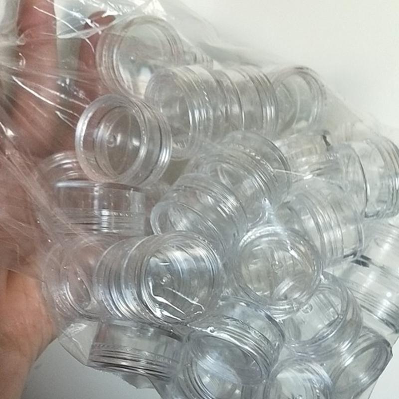 50pcs Clear Cream Jar Mini Cosmetic Bottles Containers Transparent Pot For Nail