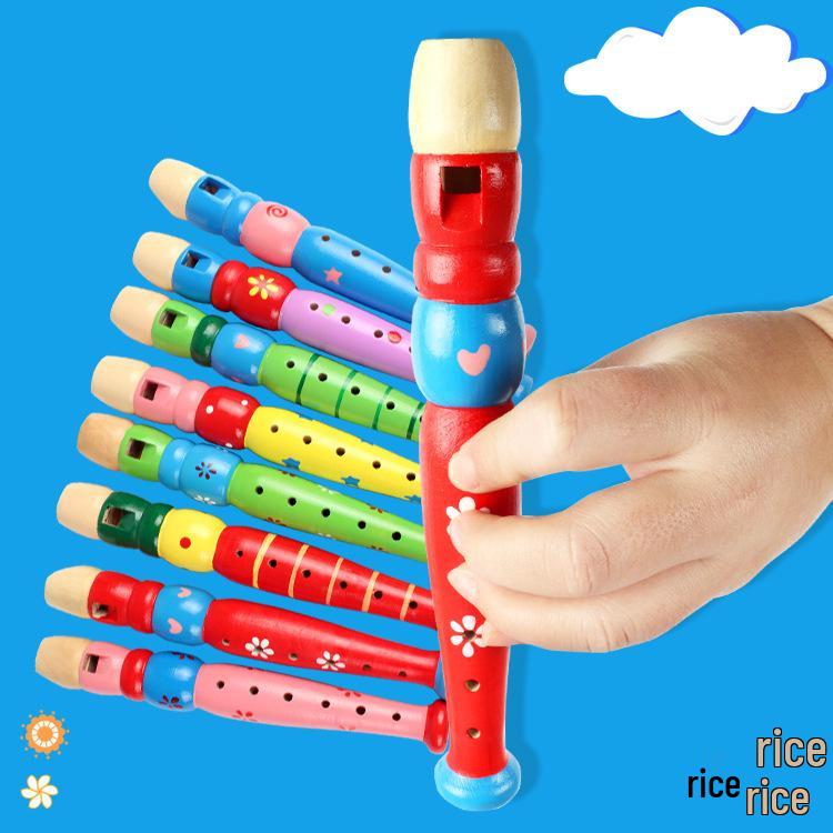 Children's 6-Hole Cartoon Wooden Soprano Flute - Educational Musical Toy