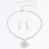 Christmas Snowflake Full Diamond Claw Chain Necklace Earrings Set Holiday Jewelry Two-Piece Set Women