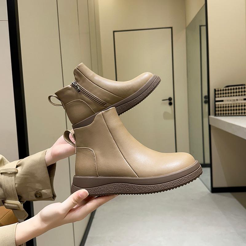 Short boots soft sole 2025 autumn and winter retro warm cotton boots leather shoes boots Martin boots women's new season soft sole spring and autumn 