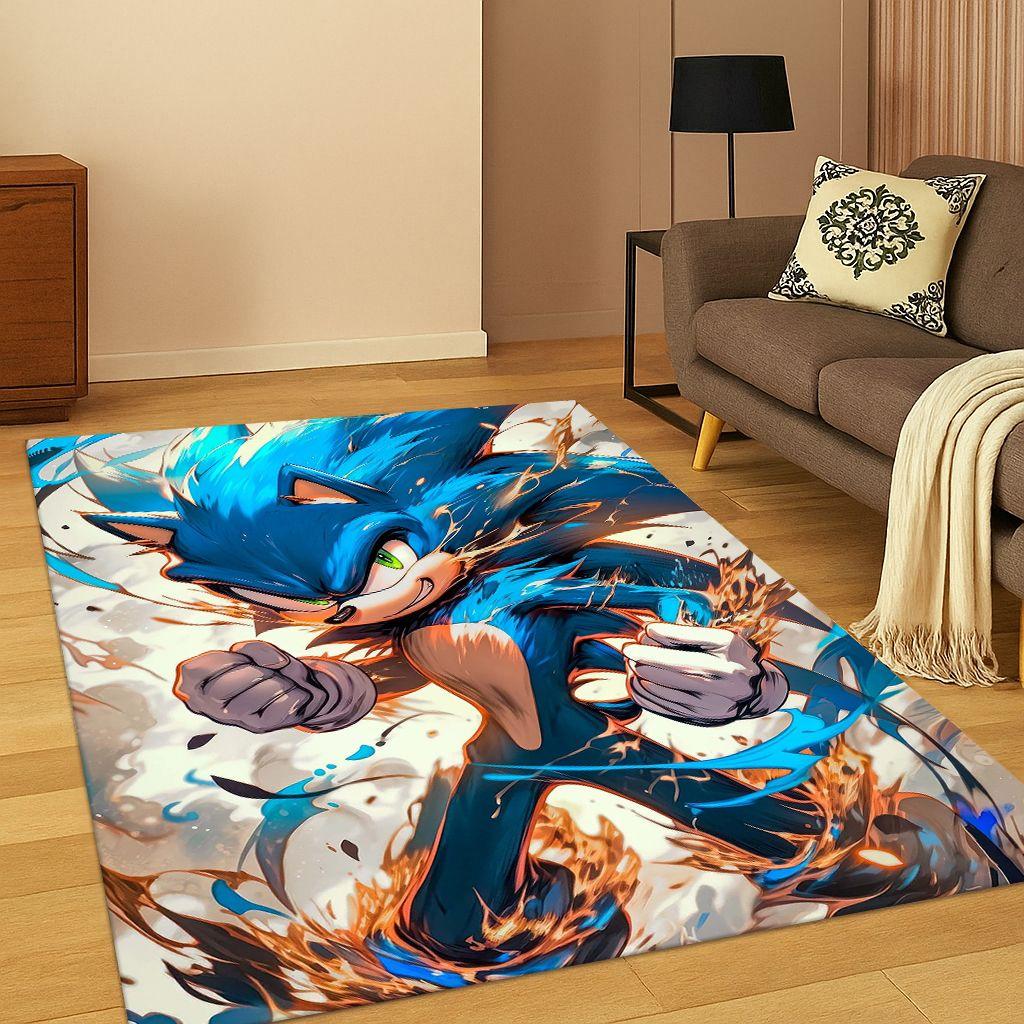 

3D S-Sonic Cartoon Game Carpet Rug for Bedroom Living Room Sofa Doormat Home Decor,Kids Play Area Rug Non-slip Christmas Gift 40x60cm