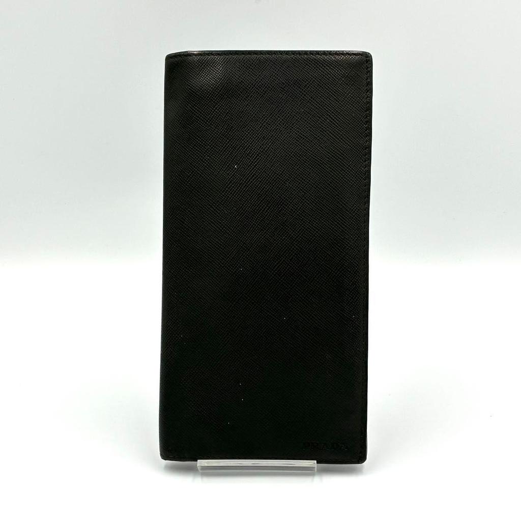Used PRADA Bifold Long Wallet Billfold NERO Saffiano Leather Black