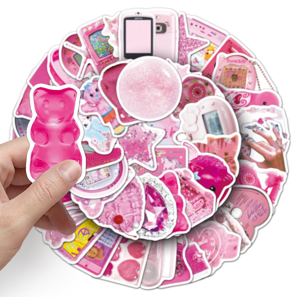 50 Pink Y2K Graffiti Stickers Small Fresh Ins Style Retro Creative Decoration Mobile Phone Water Cup Suitcase Stickers