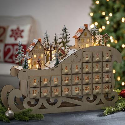 Sleigh Calendar Box Ornament On Christmas Fashionable Lighting Calendar Handiworks for Welcome Festival New Year Navidad Gift