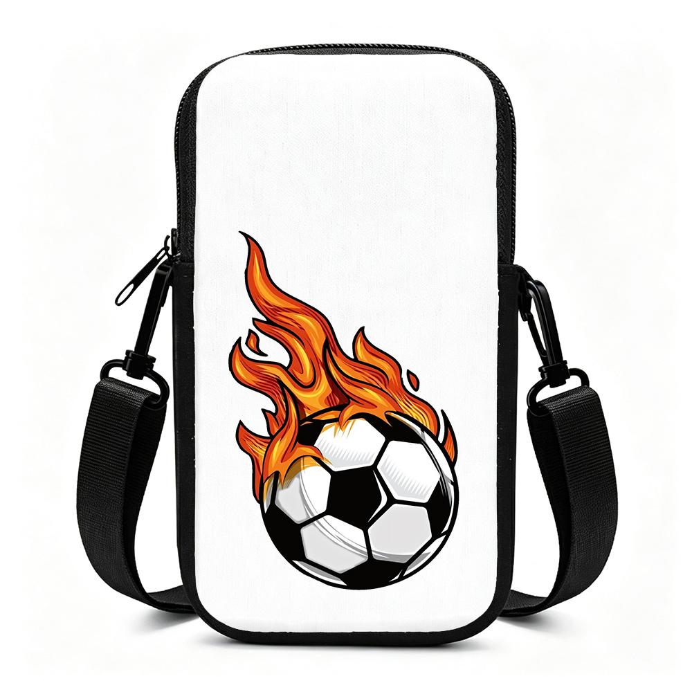 Flammende Fußball-Grafik Crossbody-Handytasche, Verstellbarer Riemen Sportliche Handy-Tasche, Leichte Mini-Umhängetasche für Weihnachtsgeschenk Fußball F