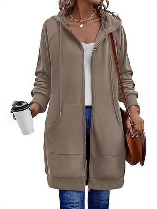 Women's Oversized Fleece Zip-Up Hoodie Sweatshirt - Autumn 2025 Jacket Coat