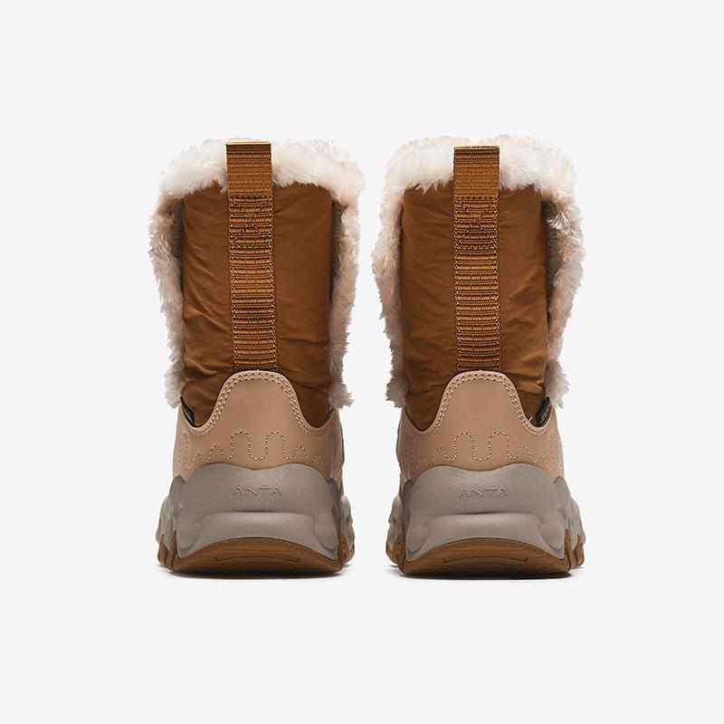 Anta Kids Trendy Fashion Thickened Warm Non-Slip High-Top Boots Kids Boots Two-Tone-Gray Oat-Milk-Brown Whole-Wheat-Brown A22446927-1