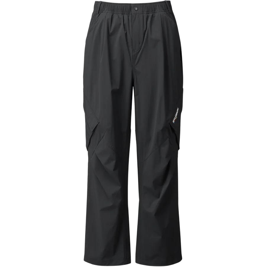 SALOMON Solid Color Straight Leg Mid Rise Elastic Work Pants Men Bottoms Black C28065