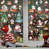 9Pcs/Set Christmas Stickers Self-adhesive Glass Film Snowman Elk Santa Claus Xmas Tree Patterns Removable Decorative Window Showcase Sticker