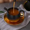 Creative Gradient Ceramic Coffee Cup Pulling Gold, Rough Surface, Set of Simple English Cups of Tea, Latte, Coffee, Coffee and Slippers.