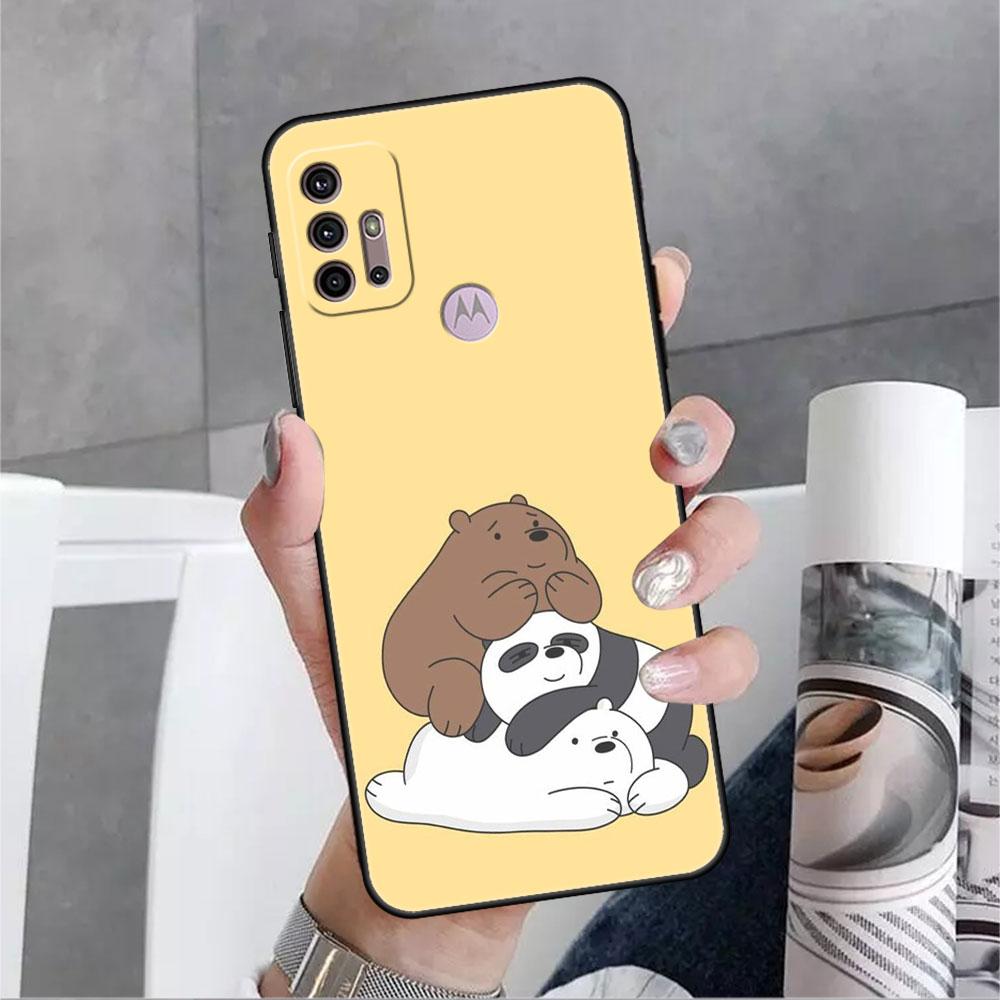 Roztomilé pouzdro We Bare Bears pro Motorola G30 G60 Edge 20 G9 G22 G8 Power G31 G500 G50 30 Pro Black Capas pro měkký telefon