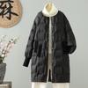 Winter Pressed Down Jacket for Women, Over-the-Knee Warm White Duck Down Loose Plus Size Literary Crew Neck Thick Jacket