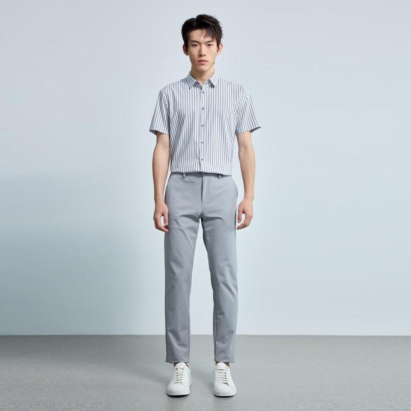 Lilang Men's Striped Short Sleeve Business Casual Shirt