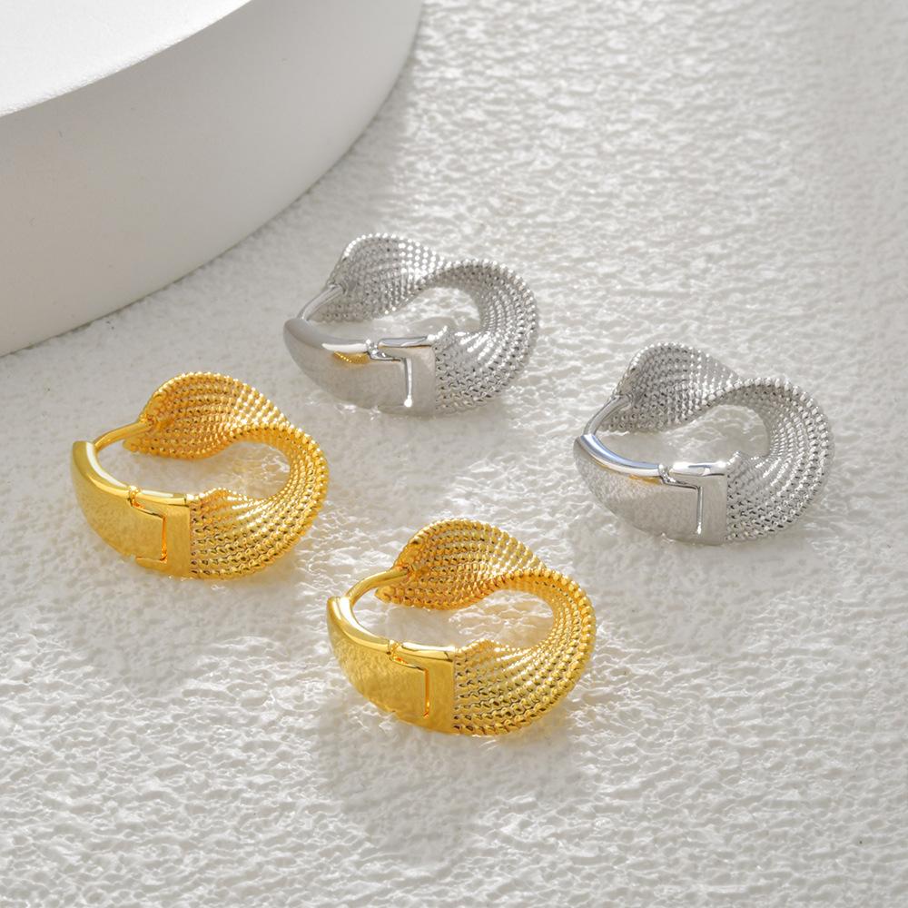 Twisted Hoop Earrings, Gold Plated Huggie, Designer Jewelry, Braided Statement Earrings for Women