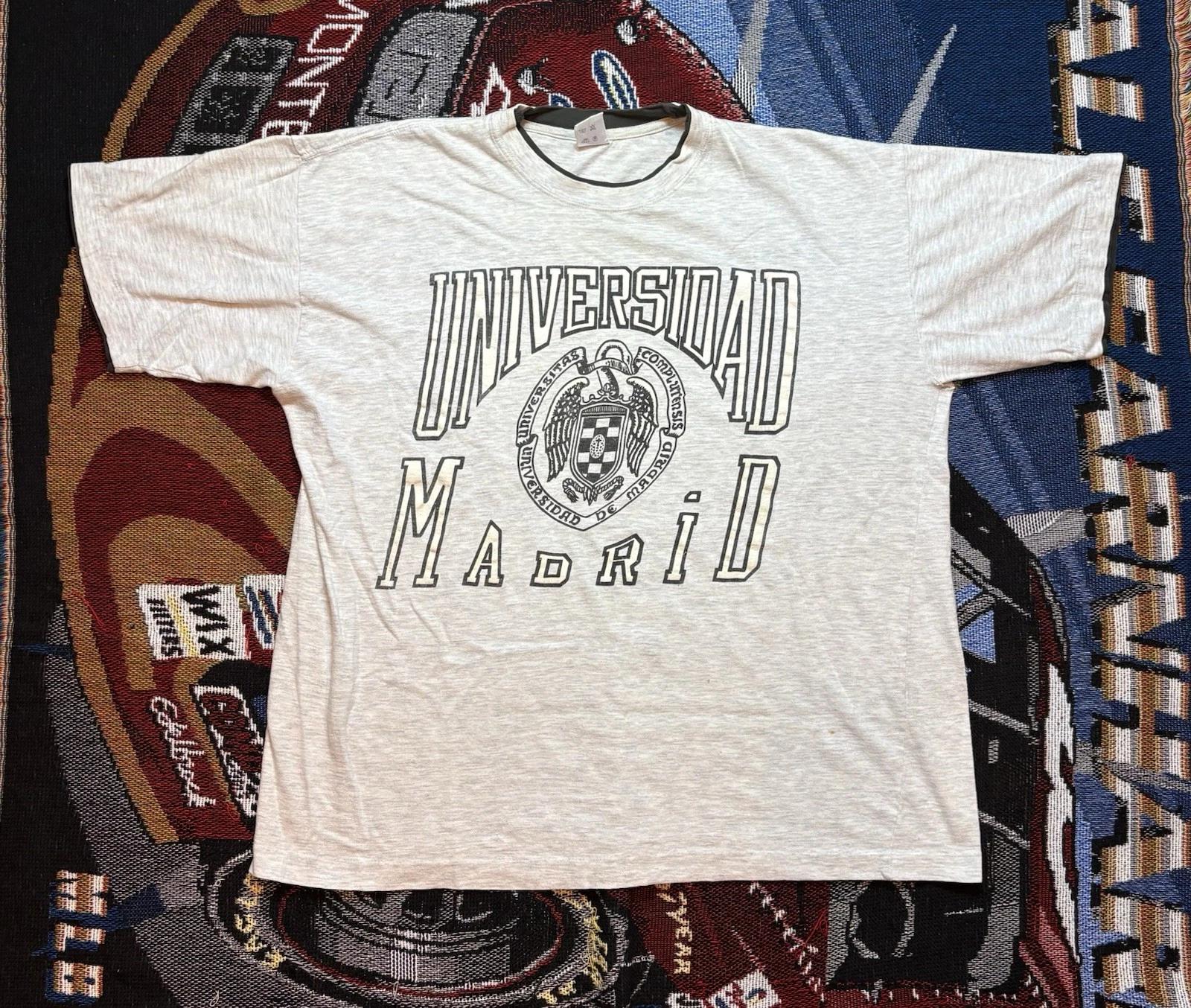 Vintage University of Madrid Spain Shirt Crest Heather Gray Double Sleeve 24x27 XL