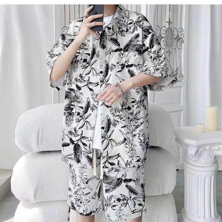 Men's Designer Floral Shirt & Shorts Set - Summer Fashion, Casual Youth Style, Button-Up Shirt & Floral Shorts
