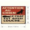 Vintage French Pet Warning Metal Sign, Rustic Dog Cat Tin Plaque, Funny Wall Decor for Home