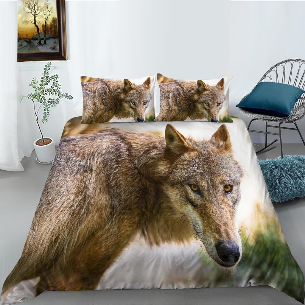 Wolf Series Independent Website Polyester Quilt Cover Pillowcase Two Or Three Piece Set Digital Printing