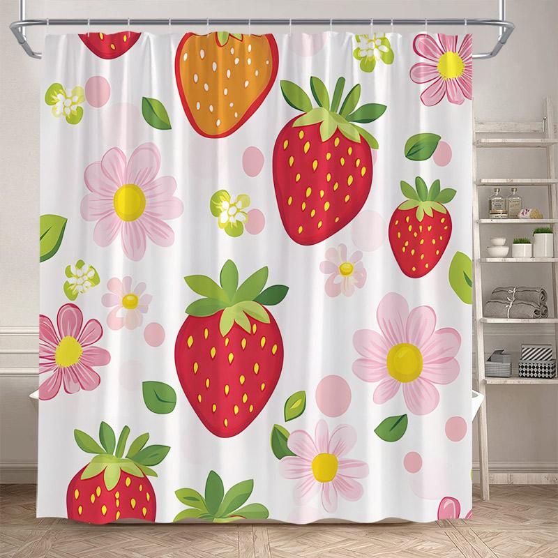Pineapple Shower Curtains Colorful Tropical Fruit Funny Cute Hawaii Summer Plant Exotic Fresh Fruits Bathroom Curtain Decor Set