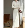 Women's Extra Long Slimming Knitted Polo Collar Dress for Autumn and Winter