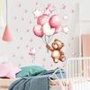 Self Adhesive Wall Sticker Pink Stars Balloons Cute Bears for Kids Room Kindergarten Nursery Decoration