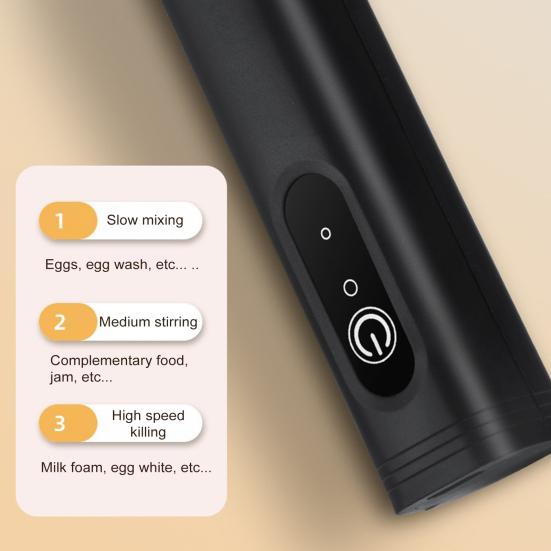 Handheld Milk Frother Wand for Coffee Electric Egg Beater Triple Speed Adjustment Rechargeable Drink Mixer for Home