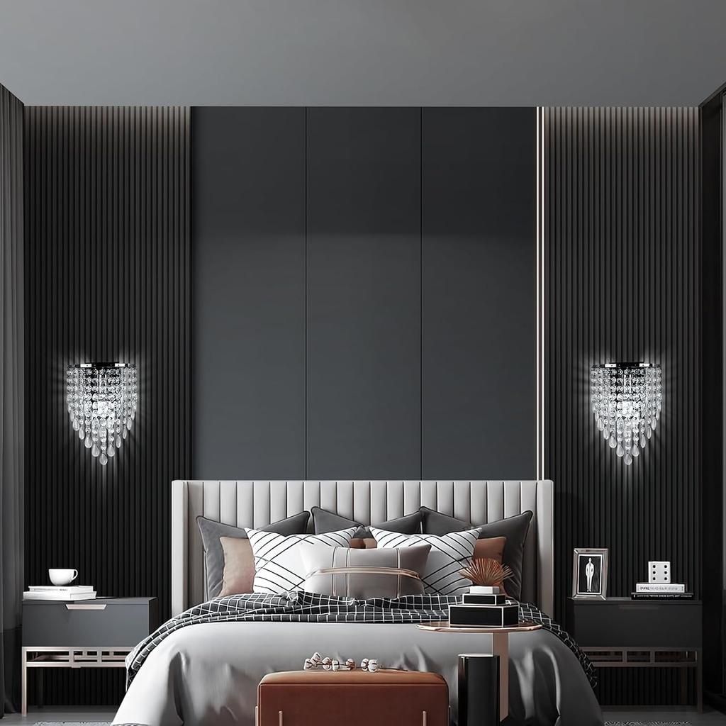 Chrome Crystal Wall Light E14 Modern Luxury Design K9 Crystal & Chrome Metal for Living Room Bedroom Restaurants