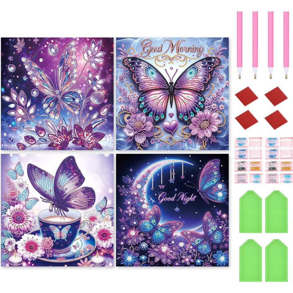 4pcs 5D DIY Partial Special Shaped Drill Diamond Painting Cartoon Decor 30x30cm