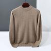 New cashmere sweater men's semi-turtleneck jacquard sweater fashion knitted sweater soft waxy wool sweater