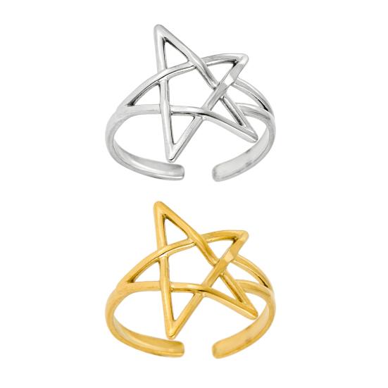 Thumb Ring Hollow Star Shape Adjustable Opening Design Finger Ring Titanium Steel Finger Band Versatile Jewelry Gift