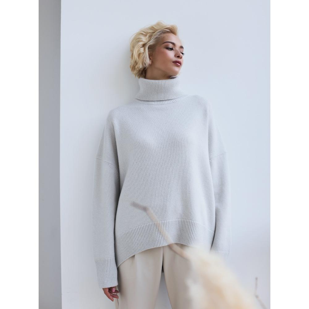 **Women's Thickened Knit Top Autumn Winter Loose Turtleneck Sweater Oversized High Neck Jumper**