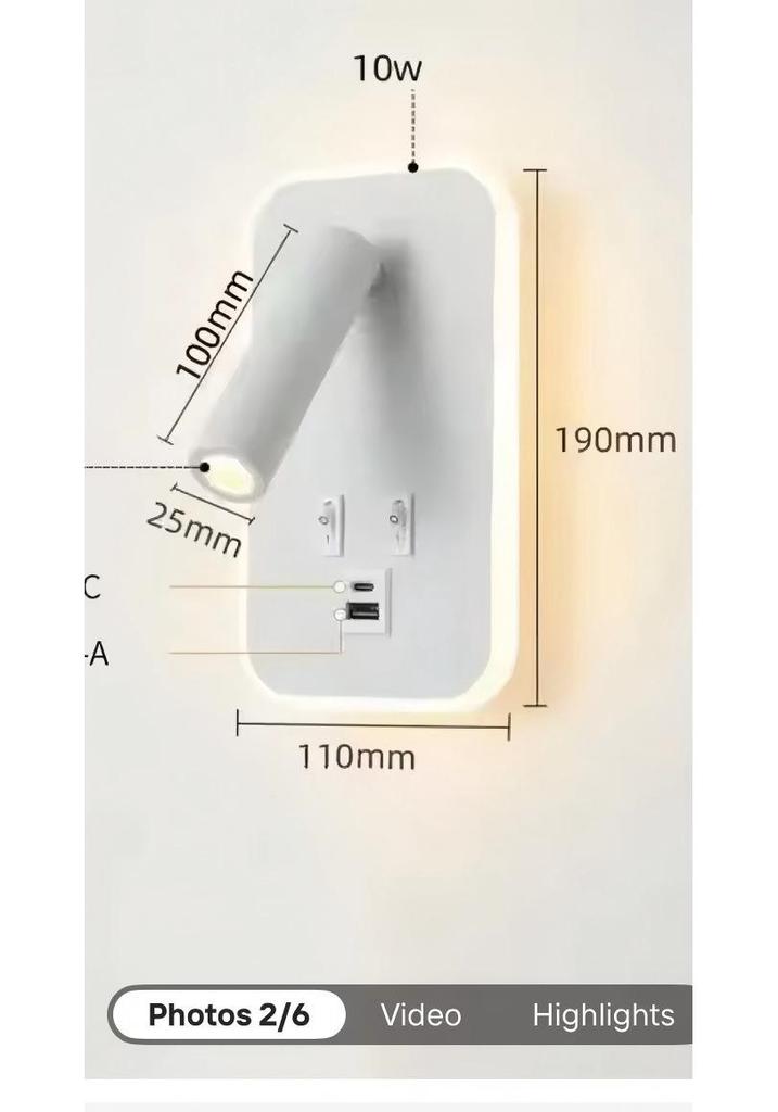 LED USB Wall Lamp for Reading - Bedside & Study Room