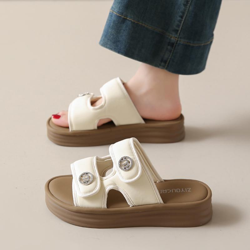 

Fashion CRLAYDK Fashion Women s Rhinestone Sandals Platform Open Toe Adjustable Straps Ladies Dressy Slippers Hook&Loop Beach Slides 34