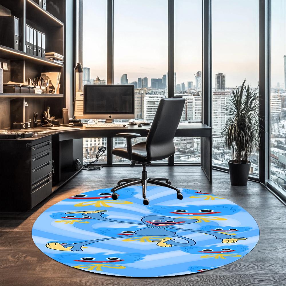 Huggy Wuggy Printed Round Rug Carpet Chair Rug Area Rug Entryway Doormats,for Office Chair Living Room Bedroom Kitchen Room.