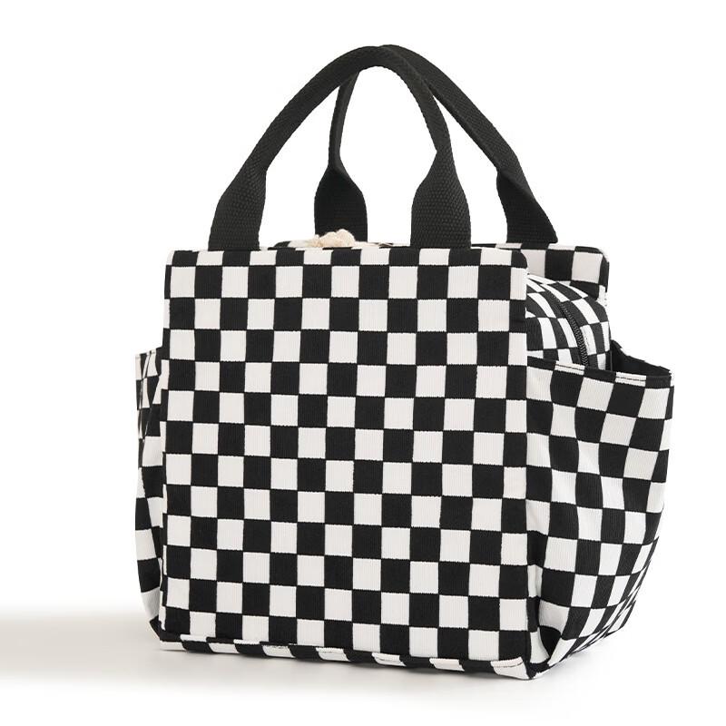 OLOEY Corduroy Checkerboard Insulated Lunch Bag