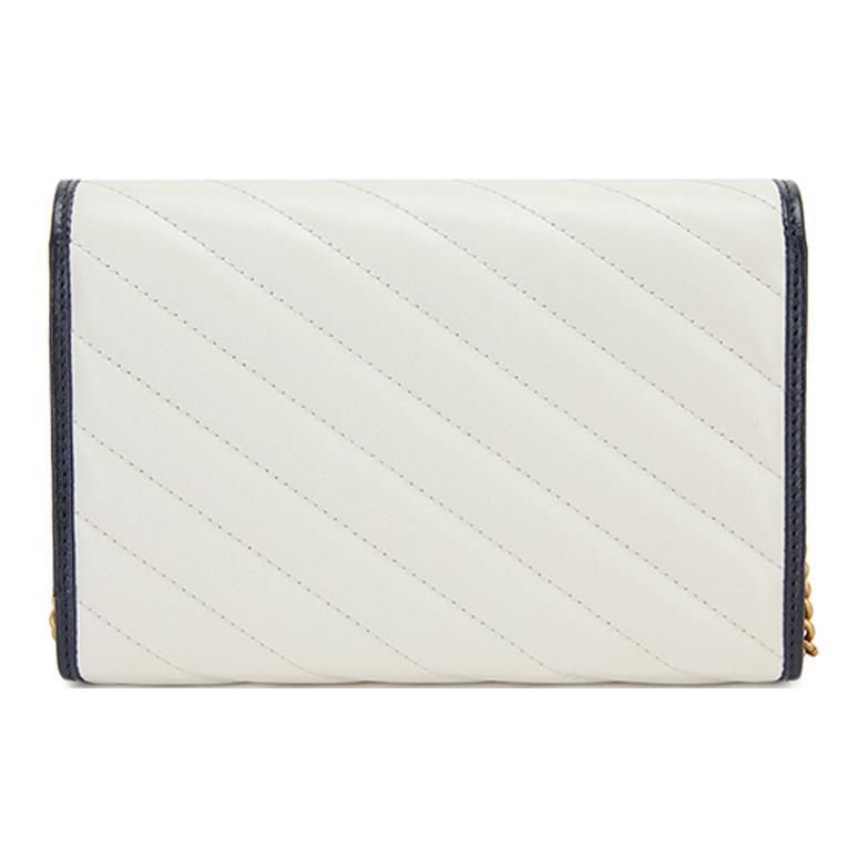 Gucci GG Marmont Gold Logo Color-Blocked Edging Quilted Leather Chain Wallet Crossbody Bag Women Bags White 573807-0OLFX-9085